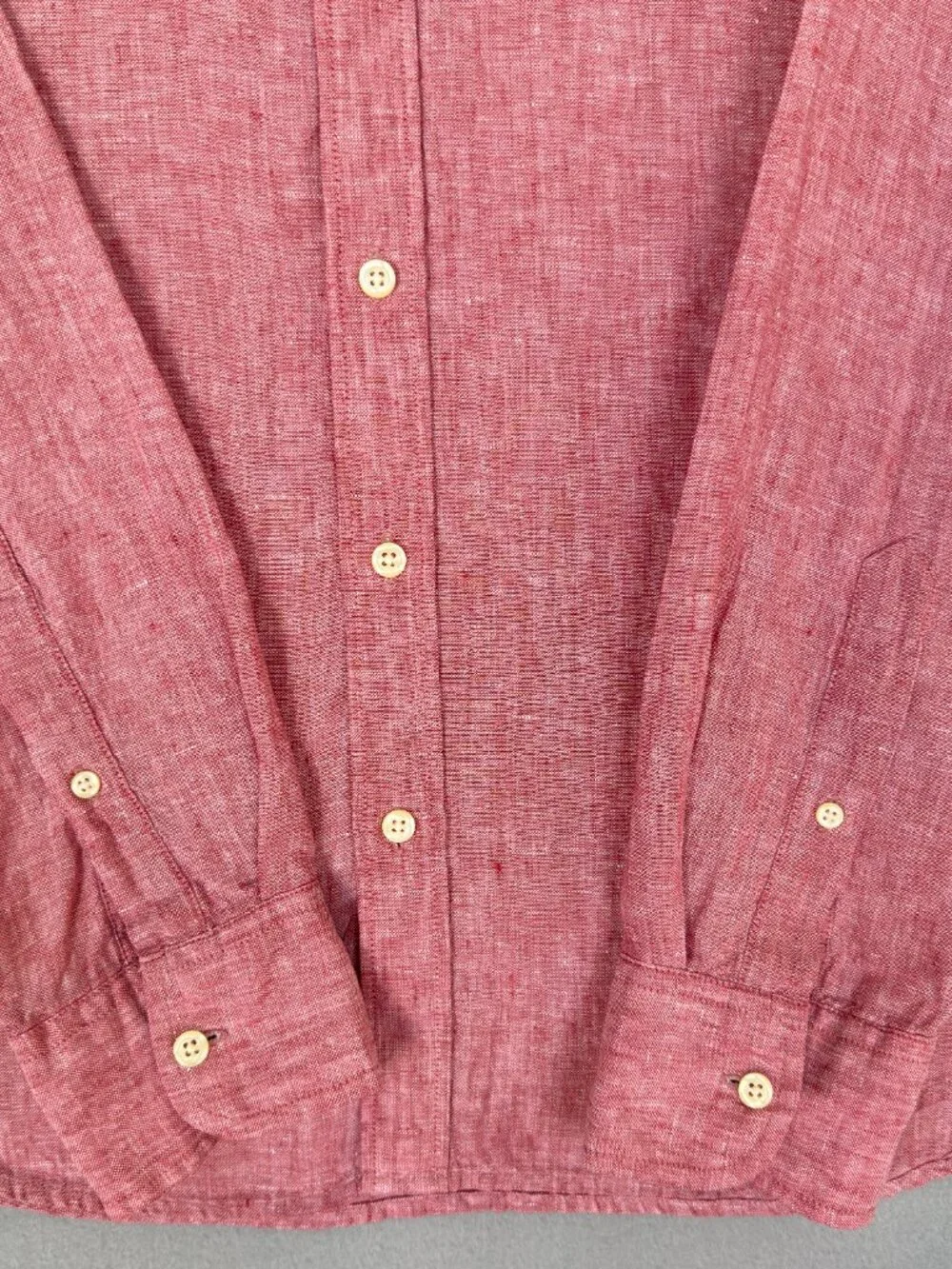 J.Crew Shirt Mens Large Red Slim Fit Baird McNutt Irish Linen Long Sleeve